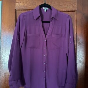 Express Women's Deep Purple Plum Button Down Shirt